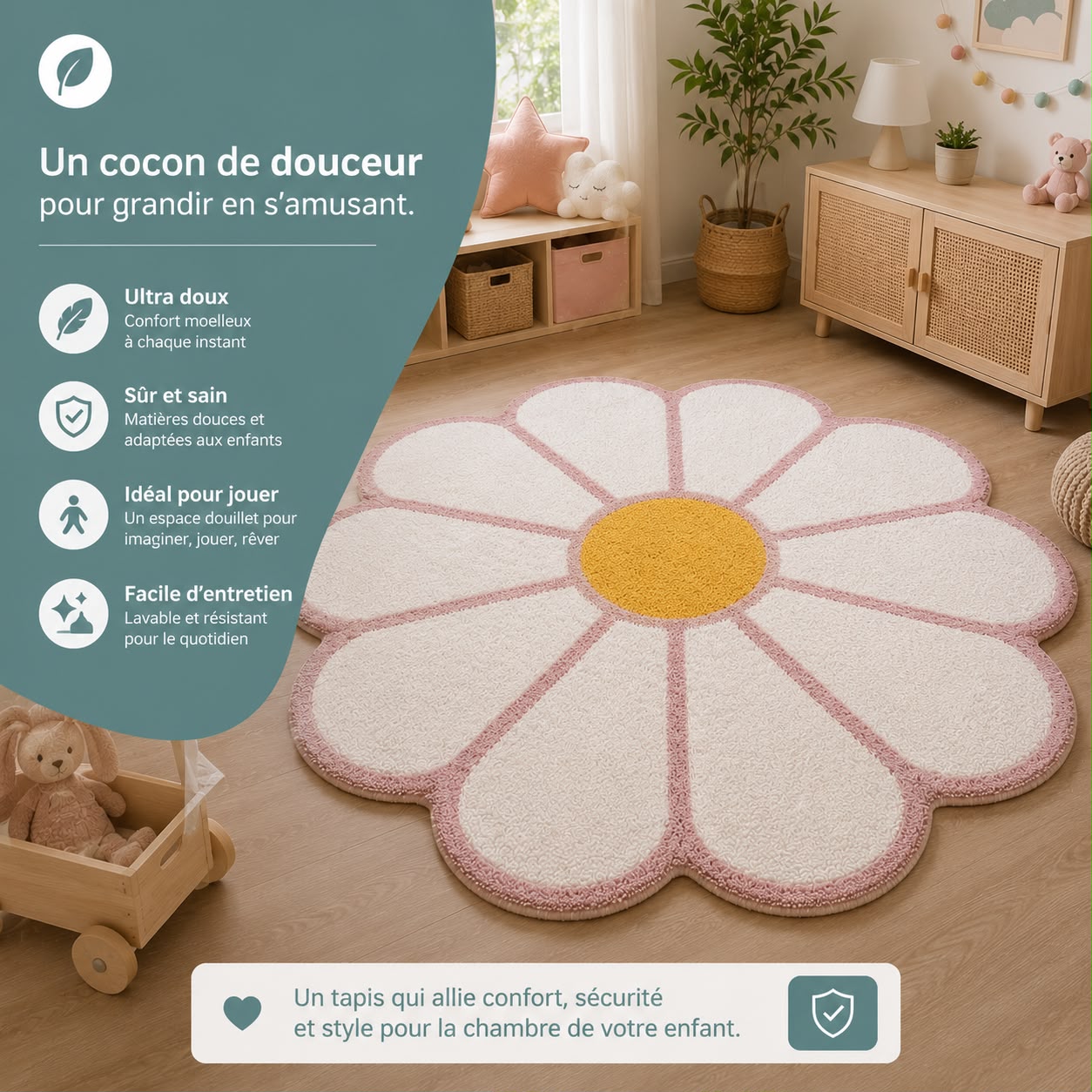 Tapis Enfant Fleur