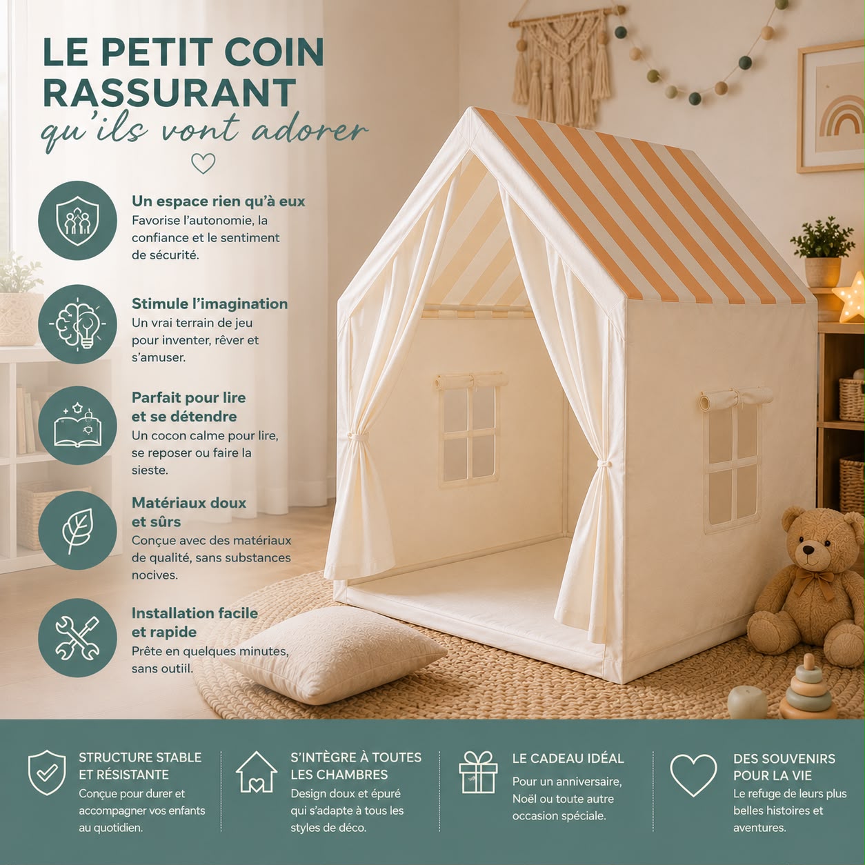 Tente Beige Rayé